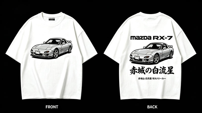 🚗 Nagasaki White Comet | Mazda RX-7 Hoodie & Tee Collection