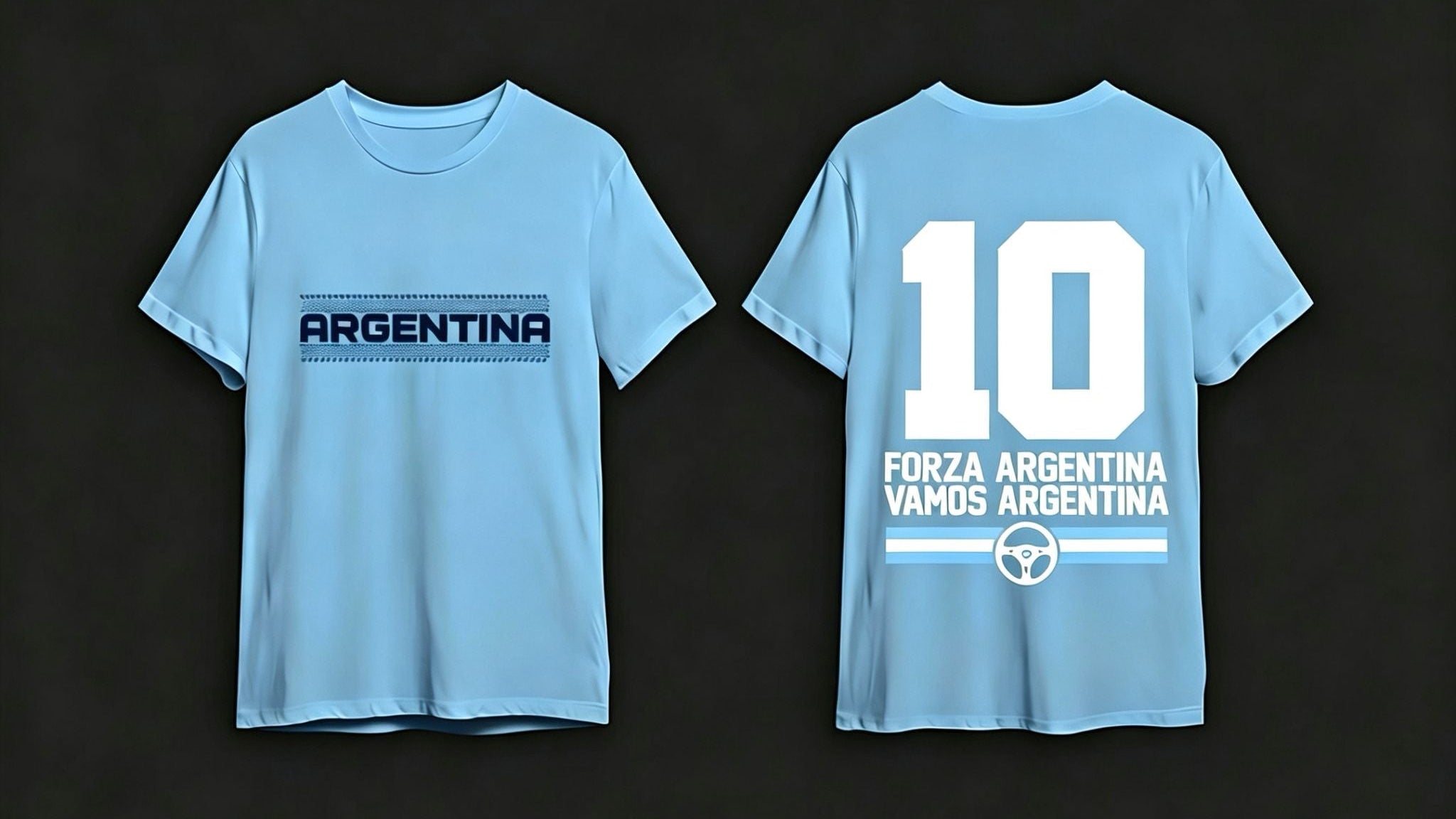 Argentina FIFA Football & Car Tuning Themed Short Sleeve | Heavyweight Pure Cotton T-Shirt