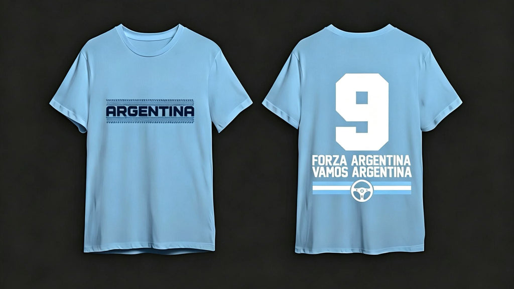 Argentina FIFA Football & Car Tuning Themed Short Sleeve | Heavyweight Pure Cotton T-Shirt