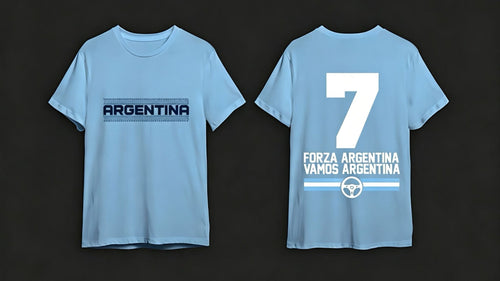 Argentina FIFA Football & Car Tuning Themed Short Sleeve | Heavyweight Pure Cotton T-Shirt