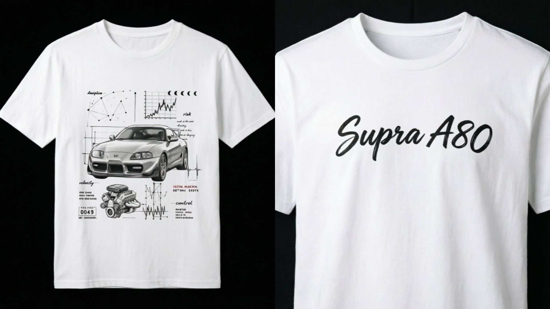 Toyota Supra A80 Blueprint T-Shirt / Hoodie - 2JZ-GTE Engine Sketch