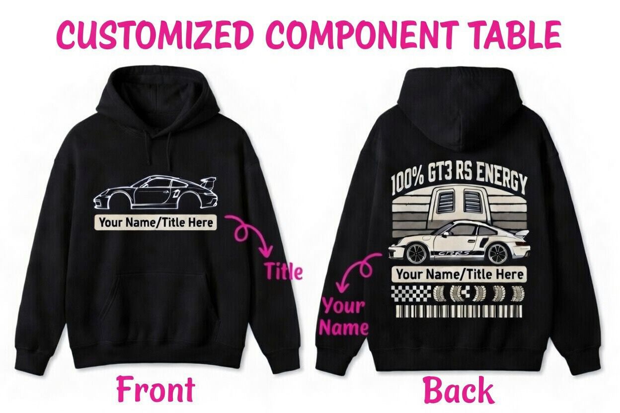 Porsche 911 GT3 RS Customizable JDM T-Shirt & Hoodie – Personalized Your Ride