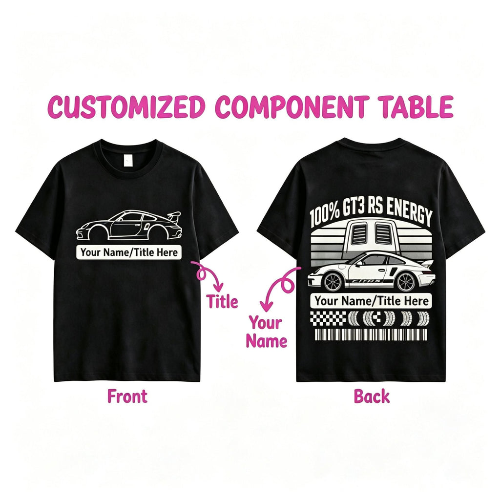 Porsche 911 GT3 RS Customizable JDM T-Shirt & Hoodie – Personalized Your Ride