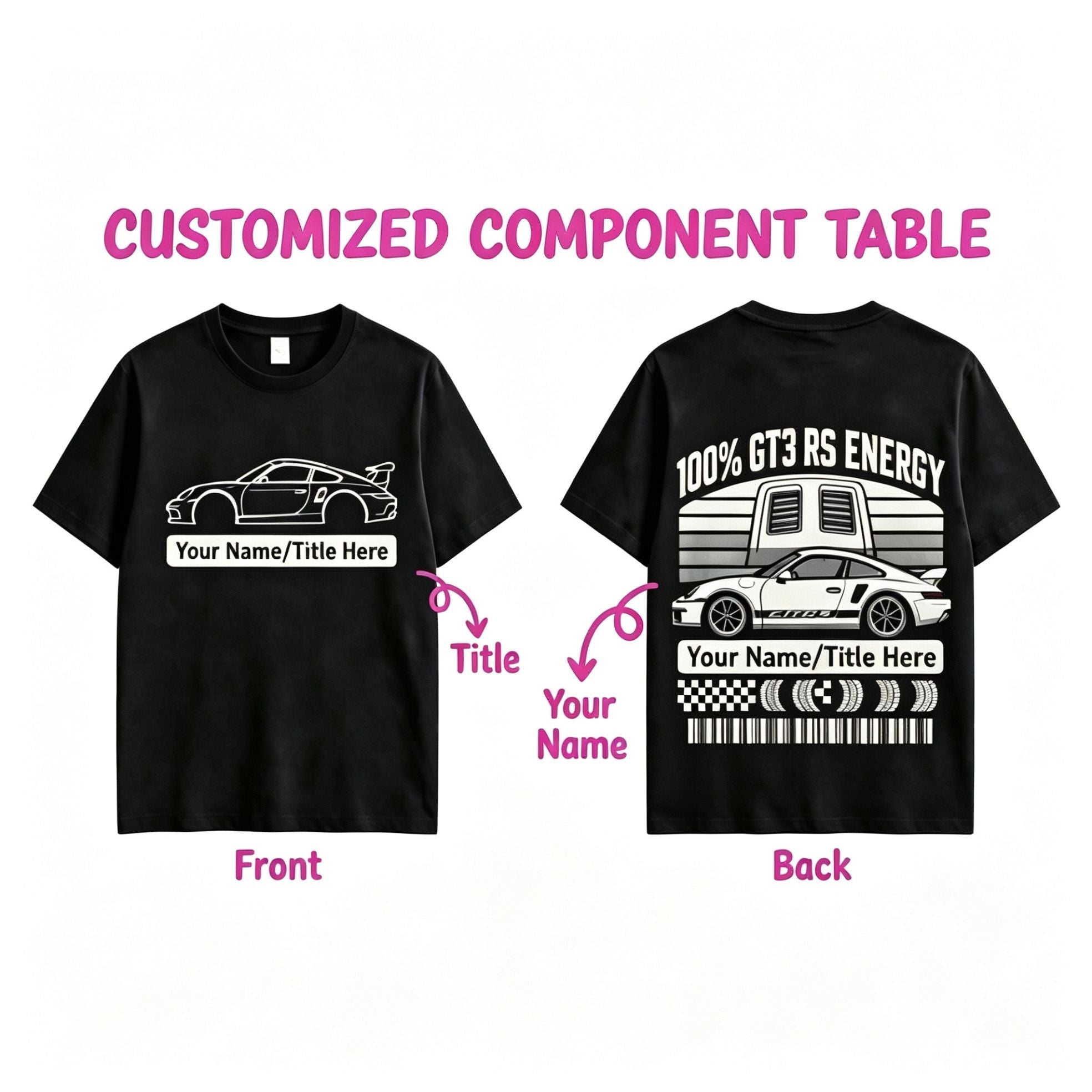 Porsche 911 GT3 RS Customizable JDM T-Shirt & Hoodie – Personalized Your Ride